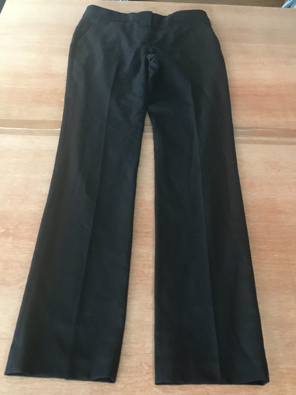 Tory Burch Dress Pants Women 4 Black Mid Rise Pocket Wool Blend Pleated 20184